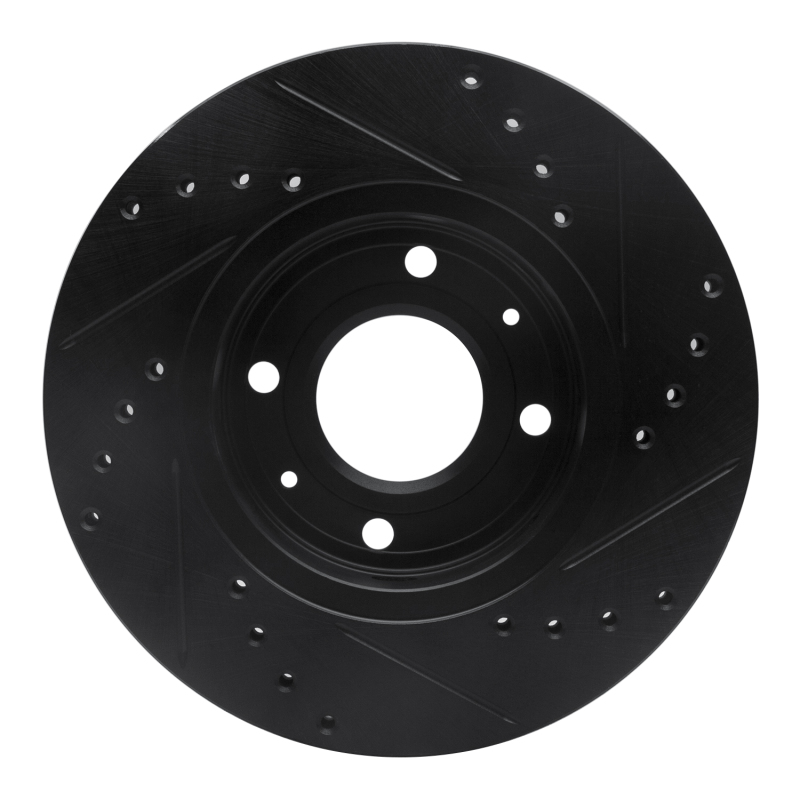 Volvo S40 Brake Rotor (1) - Front Left - R1 Concepts - Drilled & Slotted - Black - `00-`04